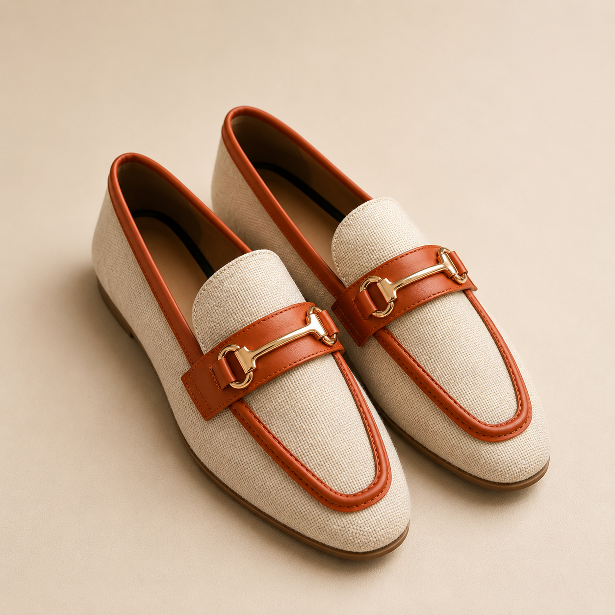 Mocassins écru et orange - Image 2