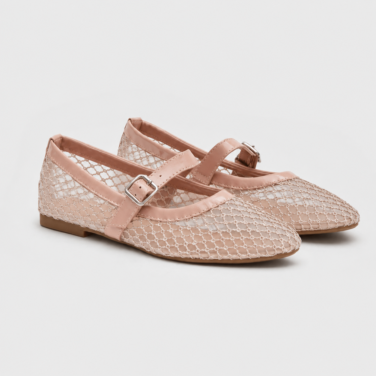 Ballerines rose poudré ajourées