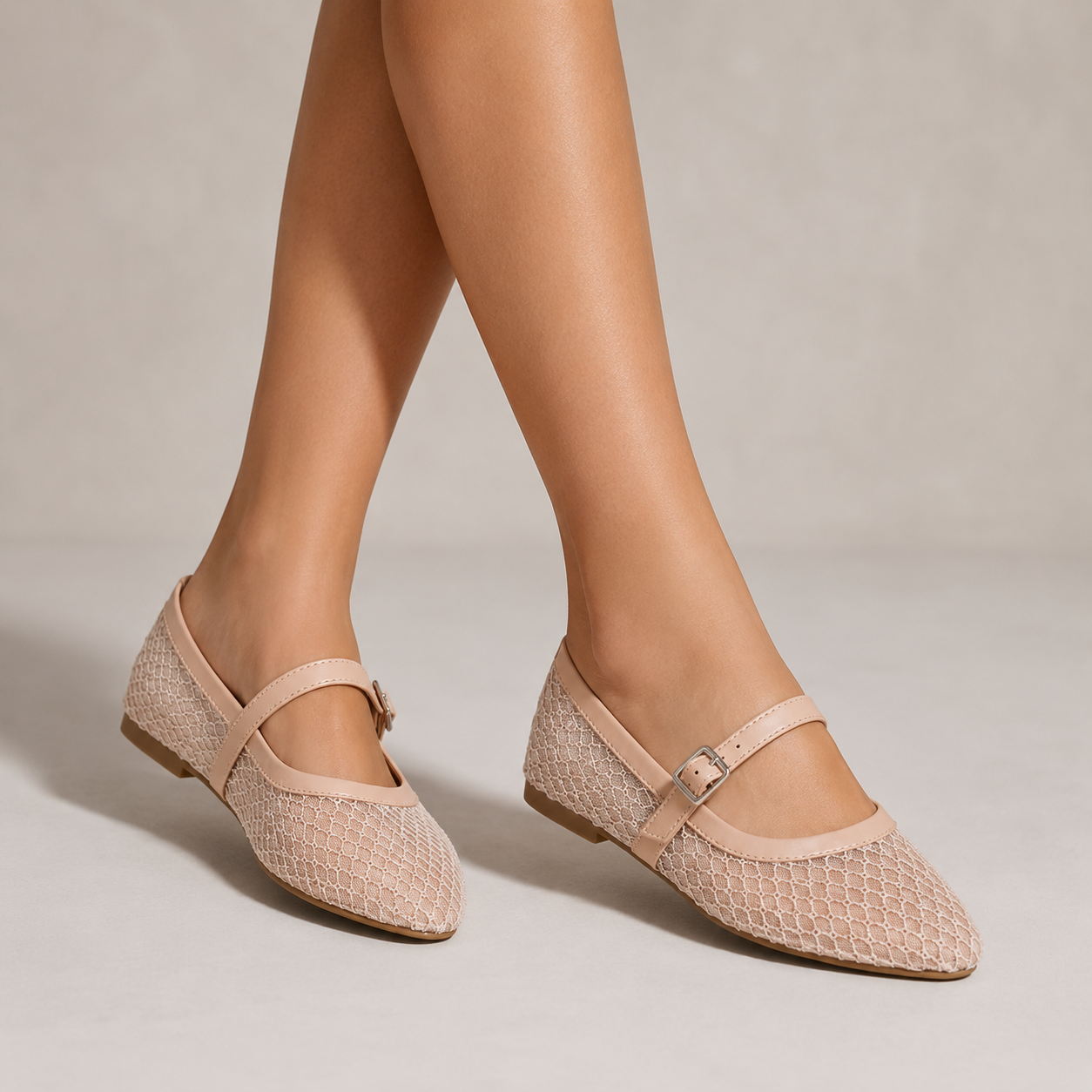 Ballerines rose poudré ajourées - Image 3